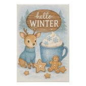 Hello Winter.Cozy Reindeer, Hot Cocoa, Gingerbread ポスター (正面)