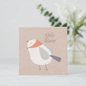 Hello Winter Cute Bird Illustration Greeting Card シーズンカード (スタンド正面)