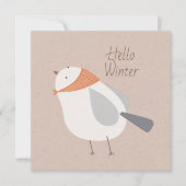 Hello Winter Cute Bird Illustration Greeting Card シーズンカード (正面)