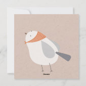 Hello Winter Cute Bird Illustration Greeting Card シーズンカード (裏面)
