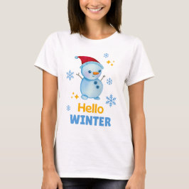 Hello Winter Cute Snowman T-Shirt for Kids & Adult Tシャツ