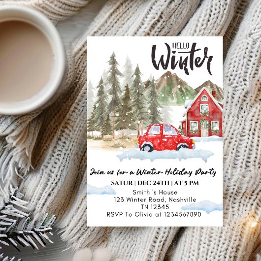 Hello Winter Holiday party -Snowflake Winter Party 招待状