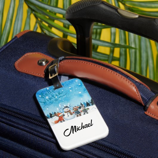 Hello Winter Personalized Luggage Tag ラゲッジタグ (正面インサイチュ1)
