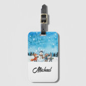 Hello Winter Personalized Luggage Tag ラゲッジタグ (正面縦)