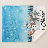 Hello Winter Personalized Sherpa Blanket シェルパブランケット (正面(横))