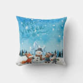 Hello Winter Personalized Throw Pillow クッション (正面)