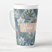 Hello Winter Pines & Flowers カフェラテマグ (左アングル)