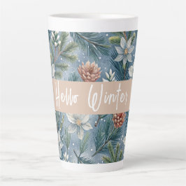 Hello Winter Pines & Flowers カフェラテマグ