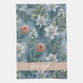 Hello Winter Pines & Flowers キッチンタオル (縦)