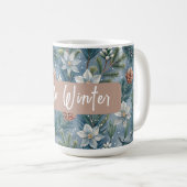 Hello Winter Pines & Flowers コーヒーマグカップ (正面右)