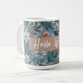 Hello Winter Pines & Flowers コーヒーマグカップ (正面左)