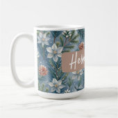 Hello Winter Pines & Flowers コーヒーマグカップ (左)