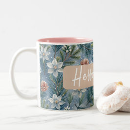 Hello Winter Pines & Flowers ツートーンマグカップ