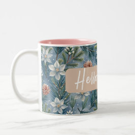 Hello Winter Pines & Flowers ツートーンマグカップ