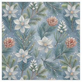 Hello Winter Pines & Flowers ファブリック