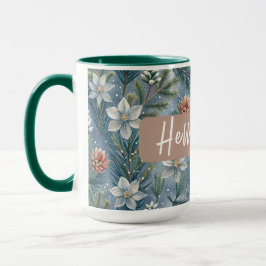 Hello Winter Pines & Flowers マグカップ