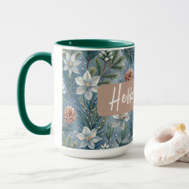 Hello Winter Pines & Flowers マグカップ