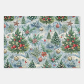 Hello Winter Pines & Flowers ラッピングペーパーシート (正面3)