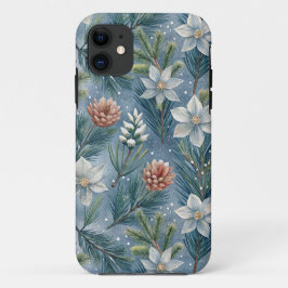 Hello Winter Pines & Flowers iPhone 11 ケース
