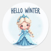 Hello Winter Princess Sticker ラウンドシール (正面)