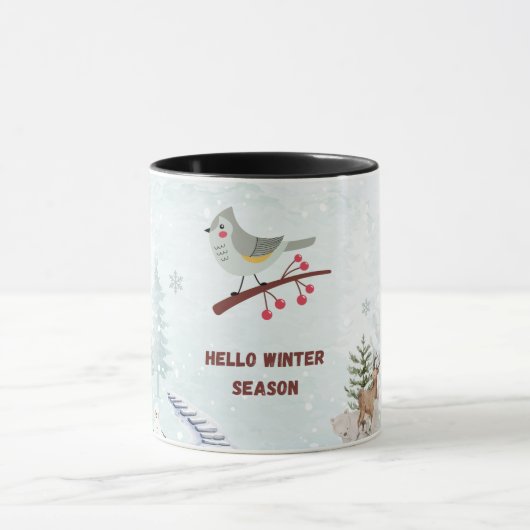 Hello Winter Season マグカップ – あったかホットココアと雪の季節 (中央)