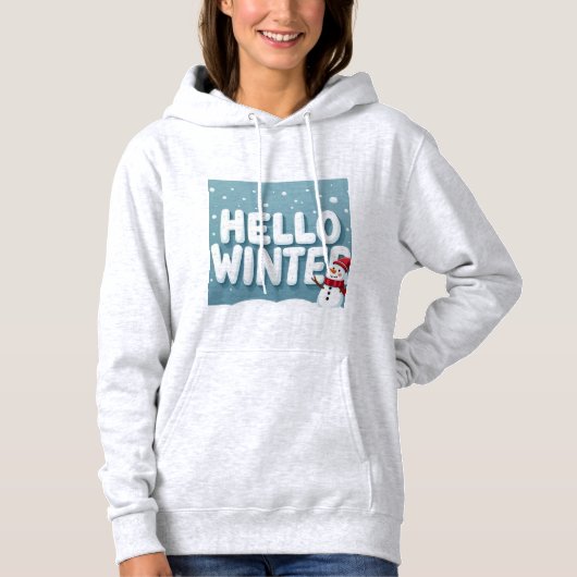 Hello Winter Snowman Hoodie パーカ (正面)