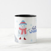 Hello Winter Snowman Mug • Cozy Snowy Landscape Wi マグカップ (中央)