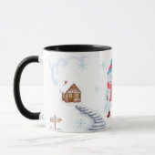 Hello Winter Snowman Mug • Cozy Snowy Landscape Wi マグカップ (左)