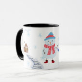 Hello Winter Snowman Mug • Cozy Snowy Landscape Wi マグカップ (正面左)