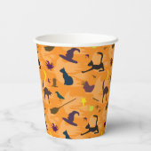 Hello Witch – シームレスなハロウィーンパターン。 紙コップ (裏面)