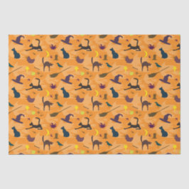 Hello Witch – シームレスなハロウィーンパターン。 薄葉紙