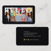 Hello With モダン & 5ミニマル photo Layout Black 名刺 (正面/裏面)