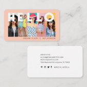 Hello With モダン & 5ミニマル photo Layout Peach 名刺 (正面/裏面)