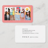 Hello With モダン & 5ミニマル photo Layout Pink 名刺 (正面/裏面)