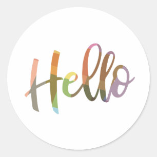 Hello Word Art Scriptレタリングデザイン ラウンドシール