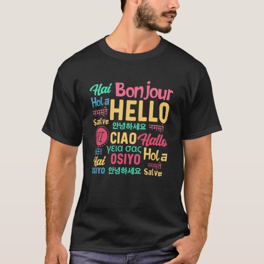 Hello Word In 違う Languages Travel Journey T Tシャツ (正面)