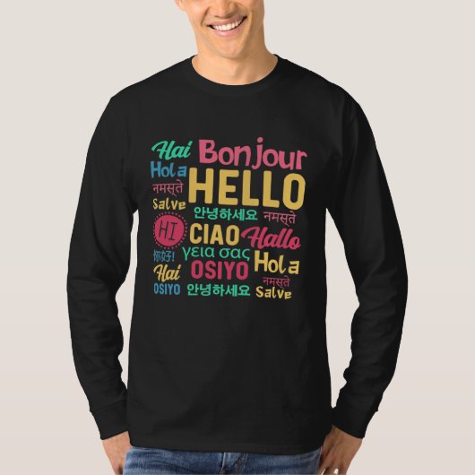 Hello Word In Different Languages Travel Journey T Tシャツ (正面)