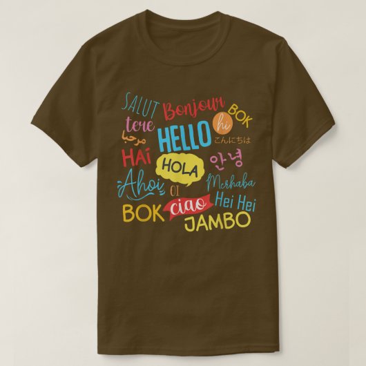 Hello Word In Languages 違う Travel Journey T Tシャツ (デザイン正面)