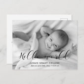 Hello worldエレガント photo birth announcement ポストカード (正面/裏面)