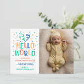 Hello Worldカラフル紙吹雪誕生発表 案内状 (スタンド正面)