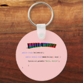Hello Worldギークgreeting Java キーホルダー (正面)