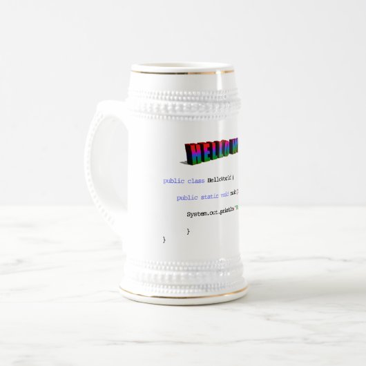 Hello Worldギークgreeting Java ビールジョッキ (正面左)