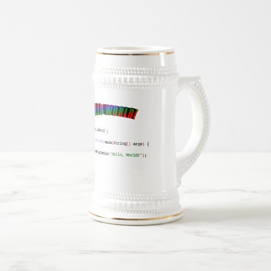 Hello Worldギークgreeting Java ビールジョッキ (正面右)