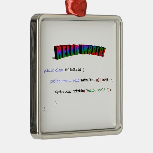 Hello Worldギークgreeting Java メタルオーナメント (右)