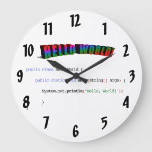 Hello Worldギークgreeting Java ラージ壁時計