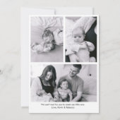 Hello Worldスクリプトモダンの生まれたばかりのベビー誕生 案内状 (裏面)