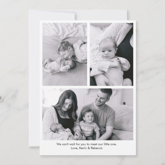 Hello Worldスクリプトモダンの生まれたばかりのベビー誕生 案内状 (裏面)