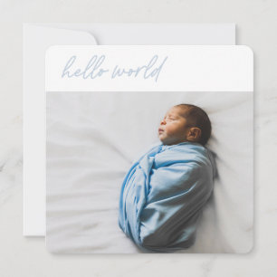 'Hello World'ピンクスクリプト – ベビー発表カード