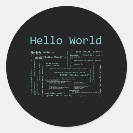 Hello Worldプログラミング言語 ラウンドシール (正面)