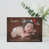 Hello Worldベビーフォトカード サンキューカード (スタンド正面)